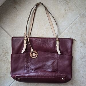 Michael Kors Dark Red Burgundy Pebbled Leather Purse